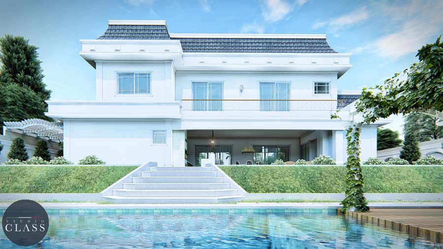 projeto mansao duplex neoclassica estilo frances condominio araras 4 suites terreno desnivel lateral